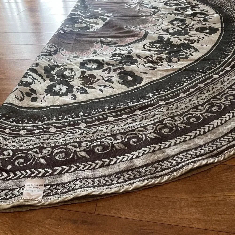 Dusty Rose Aubusson Tapestry Style Tablecloth/Rug 85 Inch Granny Cottagecore NEW